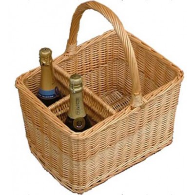 rustic willow picnic basket with wine holder