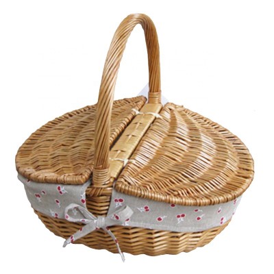 YM-135101cheap empty bulk oval wicker picnic basket with lid and handle