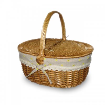 wholesale oval wicker picnic basket with lid and handle