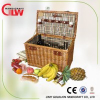 Luxury Beautiful Large Wicker Picnic Hamper with food and wire