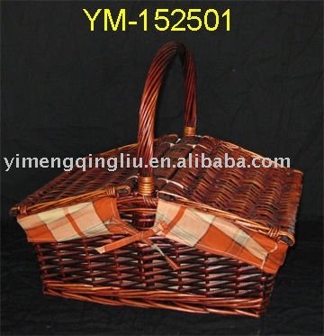 popular new cheap rectangular willow picnic basket with foldable with liners